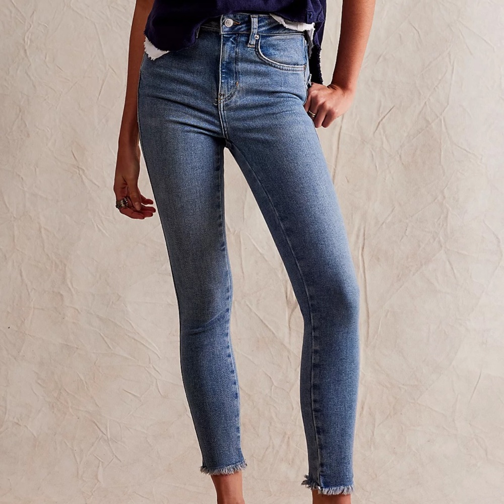 Free People 30 We The Free Raw High-Rise Jegging Jeans Denim Distressed